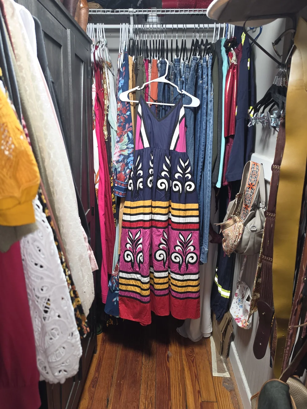 Navy & Pink Printed Spaghetti-Strap Maxi Dress - Picture 7 of 9